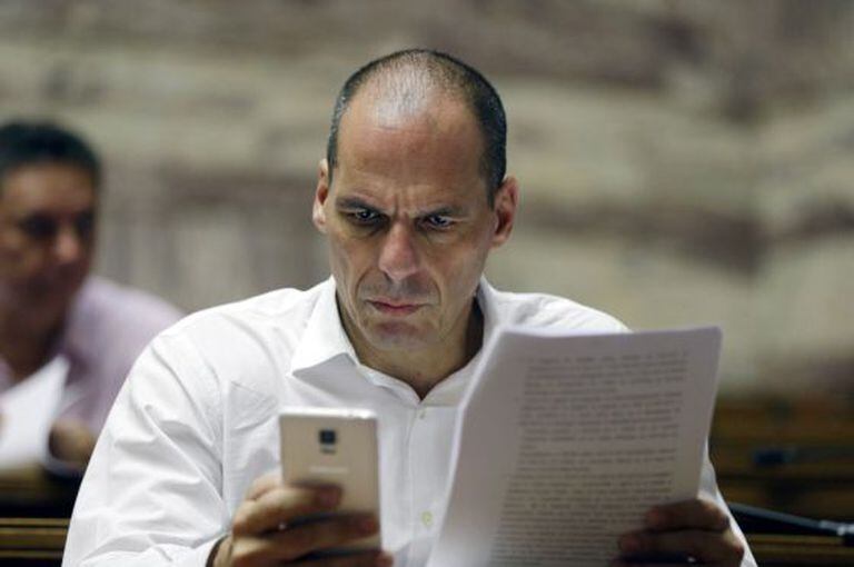 Yanis Varoufakis antes de uma reunião no Parlamento grego em 10 de julho.