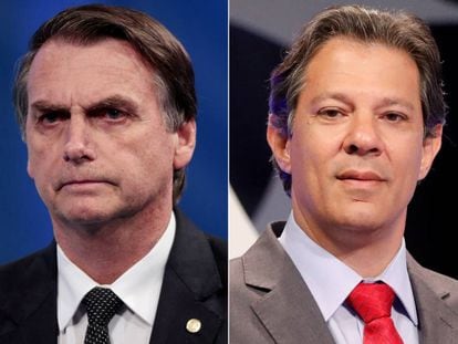 Candidatos Jair Bolsonaro (PSL) e Fernando Haddad (PT). 