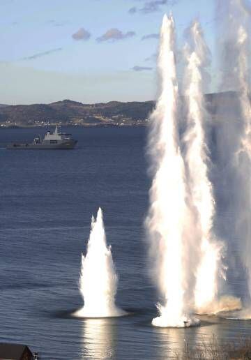 Exercício da OTAN em águas de Trondheim (Norueguesa), nesta segunda-feira.