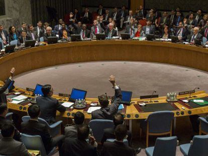 A votação no Conselho de Segurança da ONU.