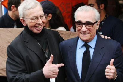O crítico de cinema Roger Ebert com Scorsese em Cannes em 2008