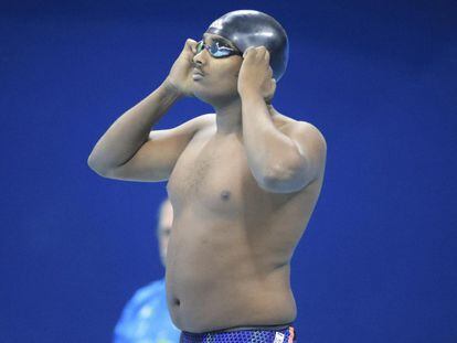 O nadador etíope Robel Kiros Habte durante a Olimpíada do Rio