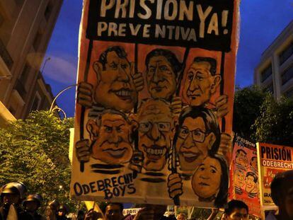 Protesto contra Odebrecht em Lima.