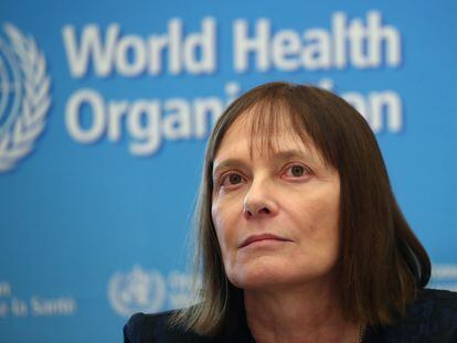 A pesquisadora Marie-Paule Kieny, em uma conferência sobre o coronavírus organizada em fevereiro na sede da OMS em Genebra (Suíça).