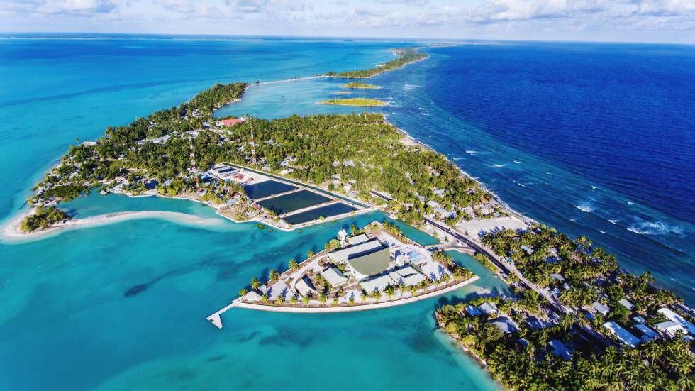 Ilha de Tarawa, na república insular de Kiribati.