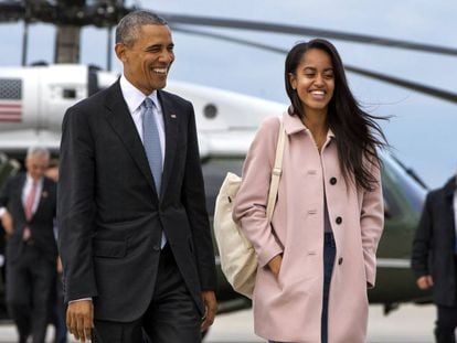 O presidente e sua filha Malia em 7 de abril.