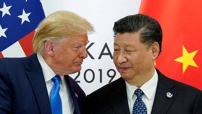Os presidentes dos EUA, Donald Trump, e da China, Xi Jinping, na cúpula do G20 em junho, em Osaka (Japão).