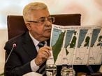 El presidente de la Autoridad Palestina, Mahmud Abbas, este sábado en una rueda de prensa en El Cairo.