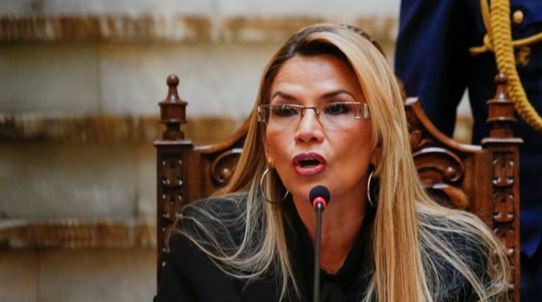 A presidente interina da Bolívia, Jeanine Añez.