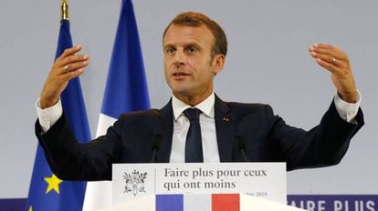 Macron, durante a apresentação do plano