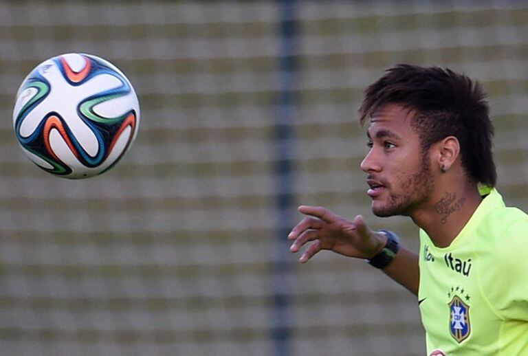 Neymar, durante um treino do Brasil.