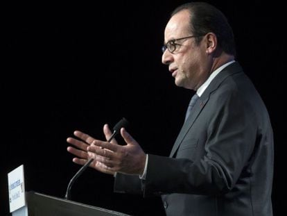 O presidente Hollande, no Instituto do Mundo Árabe.