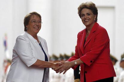 Michelle Bachelet e Dilma Rousseff, nesta sexta-feira