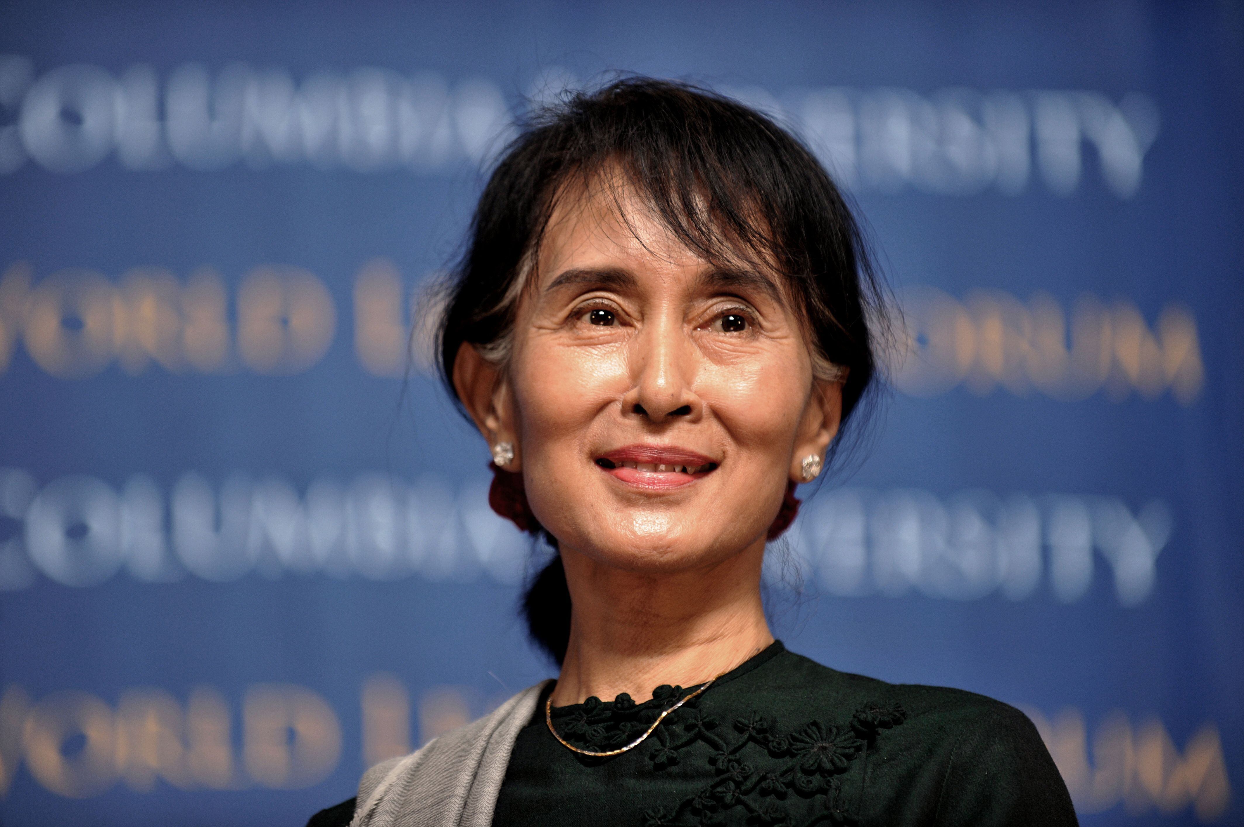 A Nobel da Paz Aung San Suu Kyi, na Universidade de Columbia  (EUA), em 2012. 
