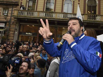 Matteo Salvini, durante ato em Forlì, em 11 de novembro.