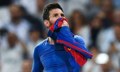 Messi, depois de marcar o gol que decidiu o clássico com o Real Madrid.