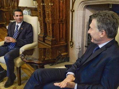 Mauricio Macri recebe Henrique Capriles na Casa Rosada