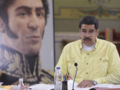 O presidente da Venezuela, Nicolás Maduro, em Caracas ontem.