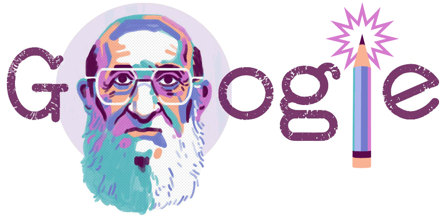 Doodle feito pelo Google em homenagem ao educador Paulo Freire.
