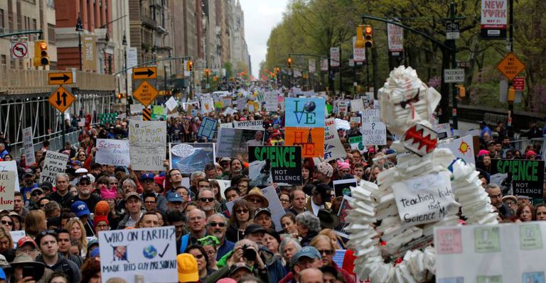 Marcha pela Ciência em Nova York, nos EUA.