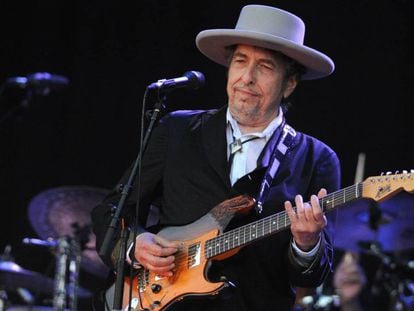 Bob Dylan, em julho de 2012 em festival na Fran&ccedil;a.