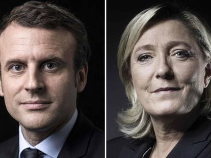Macron (à esq.) e Marine Le Pen, favoritos nas primeiras pesquisas.