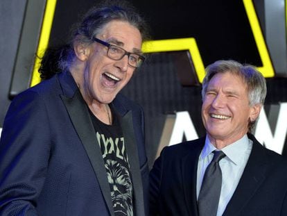 Peter Mayhew e Harrison Ford em 2016.