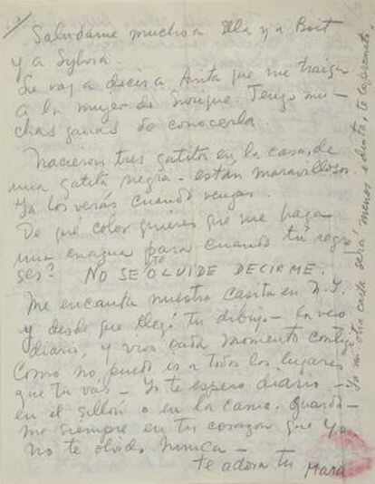 Uma das cartas escritas por Kahlo a Bartolí.