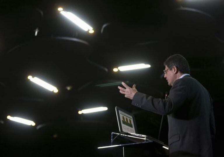 O ministro da Fazenda, Joaquim Levy, na Câmara França Brasil