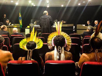 Indígenas da etnia Kariri Xocó, de Alagoas, participam de julgamento sobre demarcação de terras em 2016.