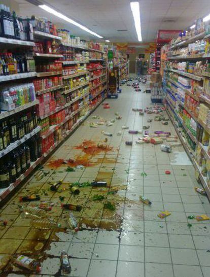 Um supermercado em Melilla depois do terremoto.