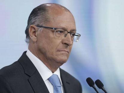 Geraldo Alckmin, candidato à presidência pelo PSDB, durante o debate na Record. 