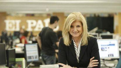 Arianna Huffington na redação de EL PAÍS, em Madri