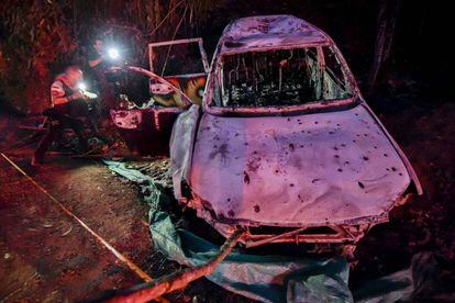 O carro onde foi assassinada Karina García, candidata à prefeitura de Suárez.