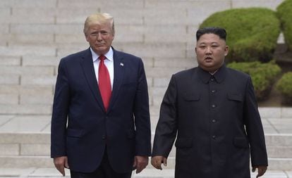 Donald Trump e Kim Jong-un, em junho, na Zona Desmilitarizada.
