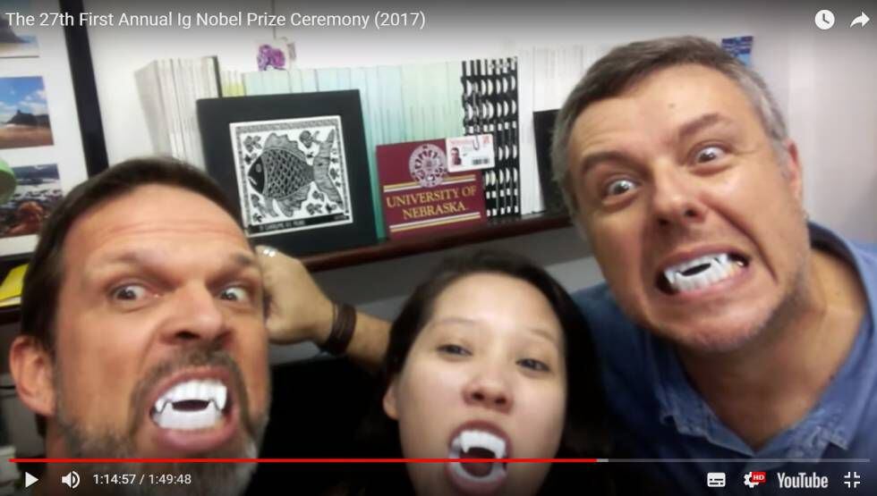 Enrico, Fernanda e Rodrigo, da UFPE, no vídeo em que afirmam aceitar o Ig Nobel