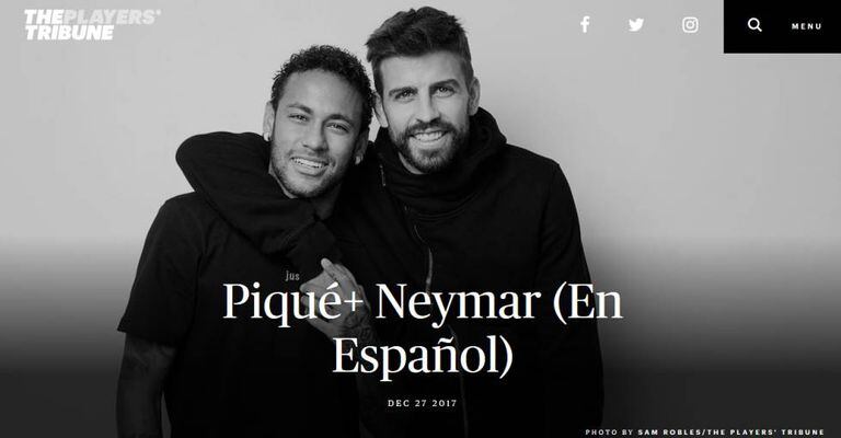 Piqué e Neymar, durante a entrevista do zagueiro.
