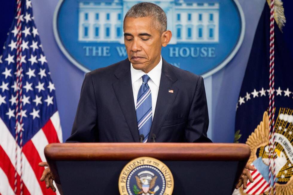 Obama, em uma pausa durante sua intervenção.
