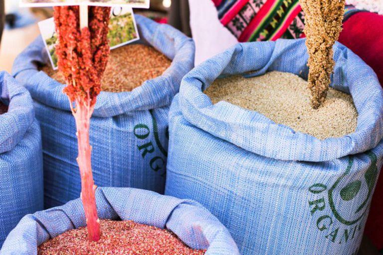Grãos de quinoa.