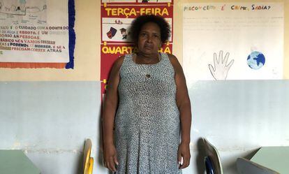 Maria Siilva Nunes, no refeitório de uma escola de Heliópolis