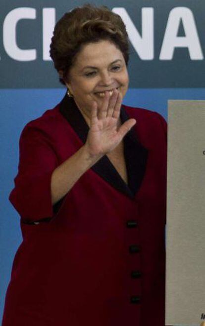 Dilma Rousseff na inauguração da nova terminal de Guarulhos, nesta terça-feira.