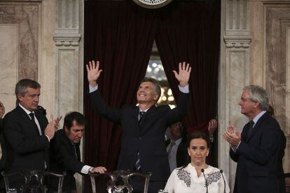 O presidente da Argentina, Mauricio Macri, ao chegar ao Congresso nesta terça.