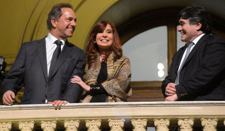Kirchner e Scioli (à esq.), na Casa Rosada.