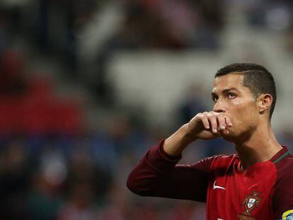Cristiano Ronaldo, em um jogo da seleção portuguesa.