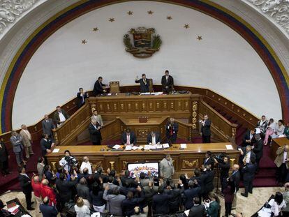 Sessão da Assembleia Nacional da Venezuela no dia 26 de janeiro em Caracas.