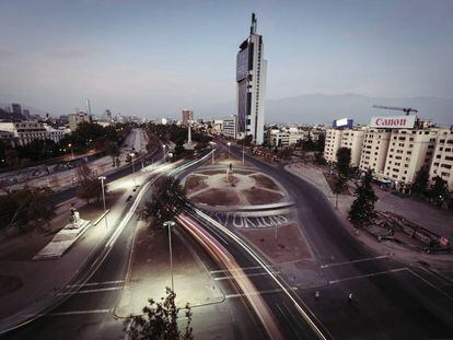 A Plaza Baquedano, também conhecida como Plaza de la Dignidad, em Santiago, antigo epicentro das manifestações chilenas.