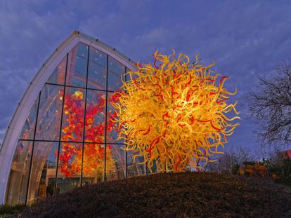 A Casa de Vidro (Glasshourse) e obras de Dale Chihuly em Seattle (Estados Unidos)