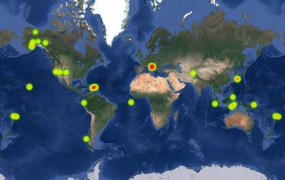 Grandes tremores registrados das 9h (UTC) de 23 de agosto até as 4h40 (UTC) de 24 de agosto.