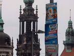Imagen de Dresde, en el Este de Alemania, junto a carteles electorales de la extrema derecha, Alternativa por Alemania (AfD). 