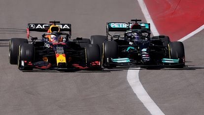 Max Verstappen e Lewis Hamilton no GP das Américas.
